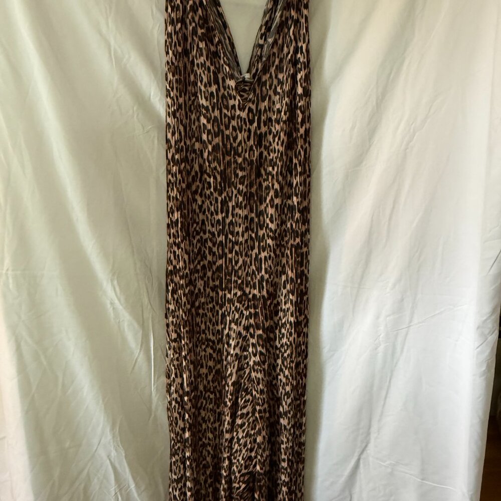 Good American “Always Fits” Plissé Knotted Jumpsuit – Leopard Print (Size 0–4)